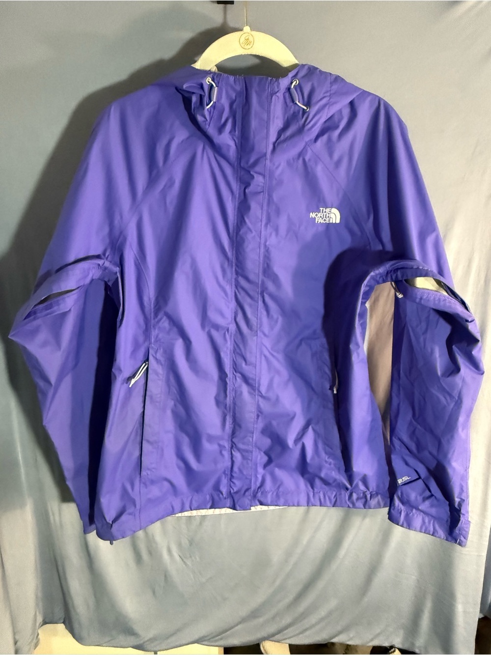 The North Face Purple Hooded Shell Hyvent underarm vent Jacket - Picture 2 of 8
